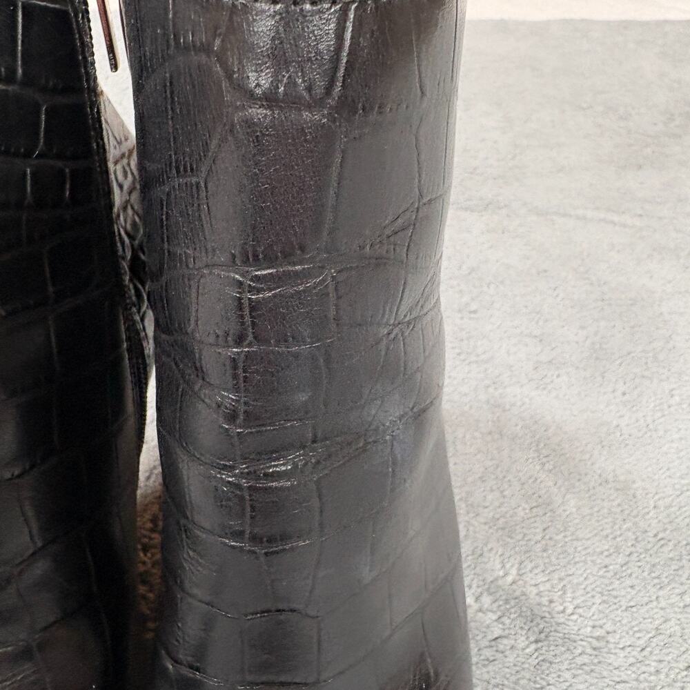 Vince Camuto VC-Aliost Ankle Boots Womens 6.5M Black Croc Embossed Leather - Picture 6 of 16